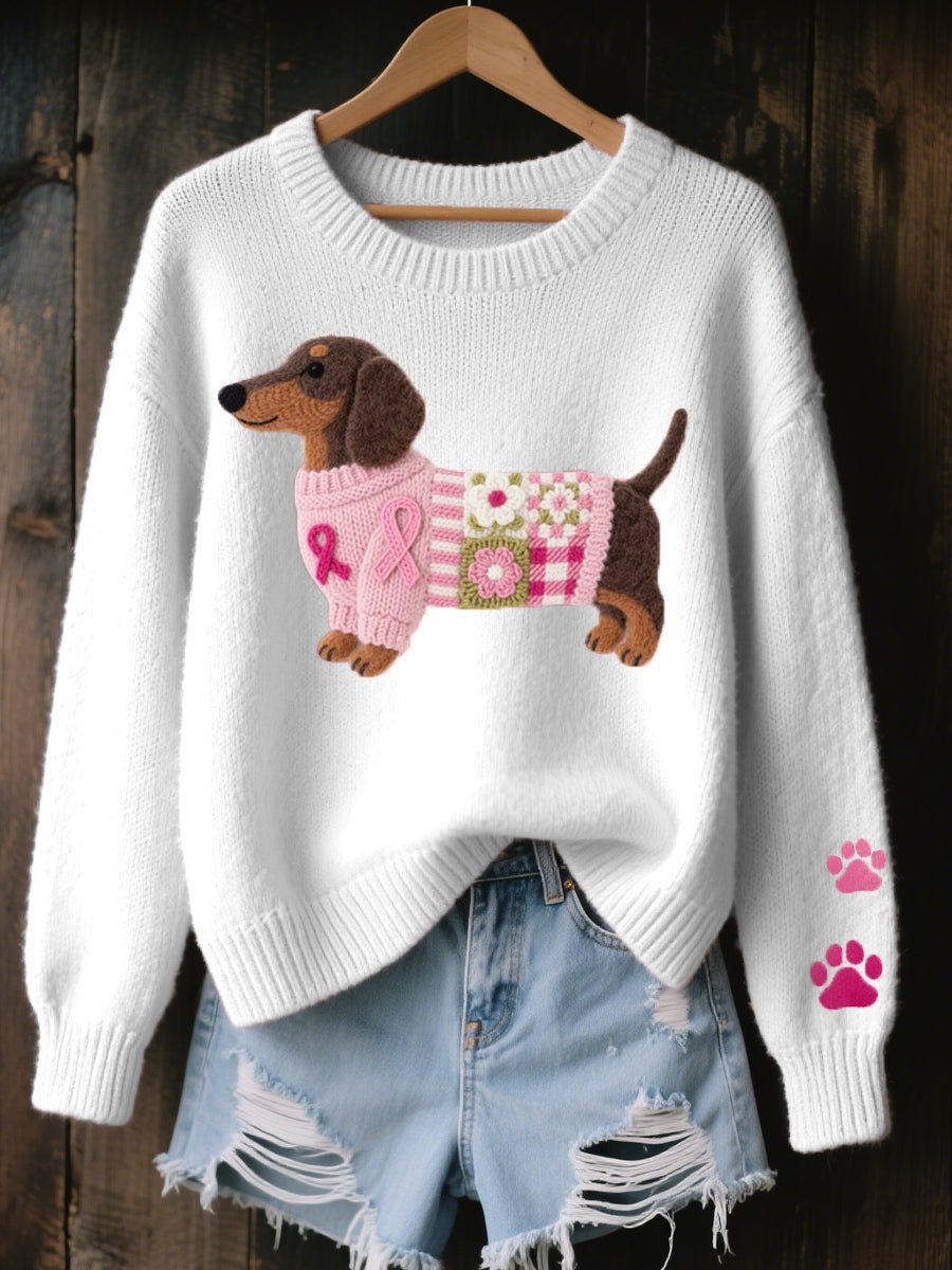 Nora | Knitted Sweater – Playful Dachshund Design for Women