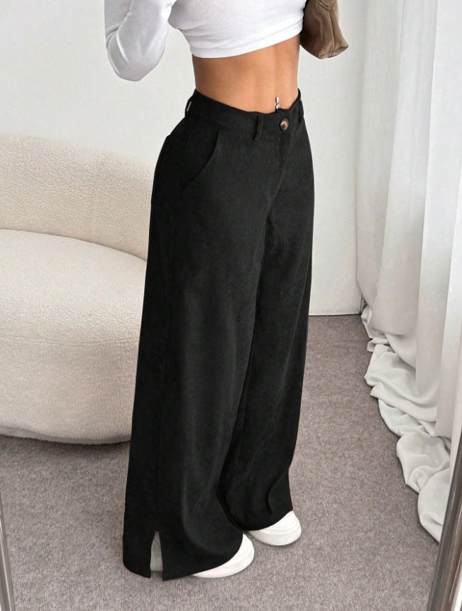 Clara | Elegant High-Waist Wide Leg Slit Pants