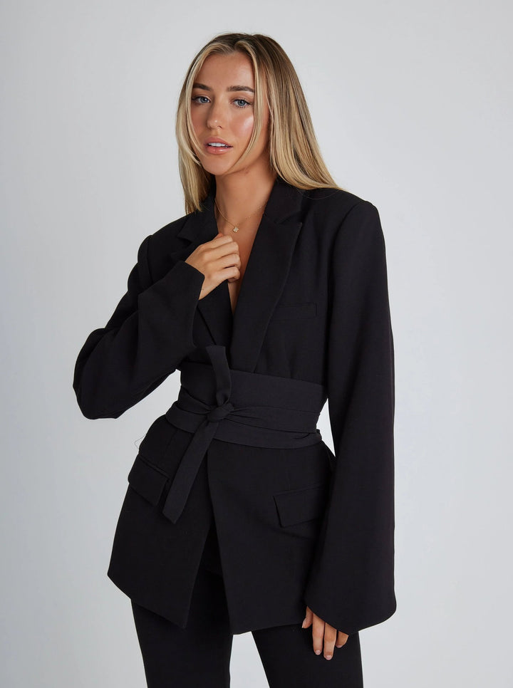 Eleanor | Refined And Elegant Belted Luxe Blazer
