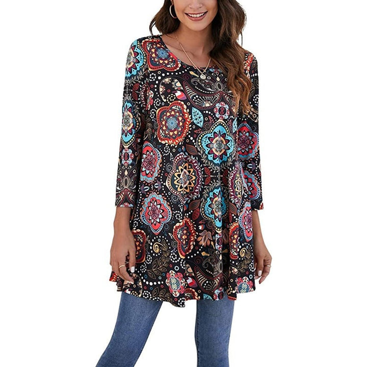 Lydia | Artistic Mandala Print A-Line Tunic Top