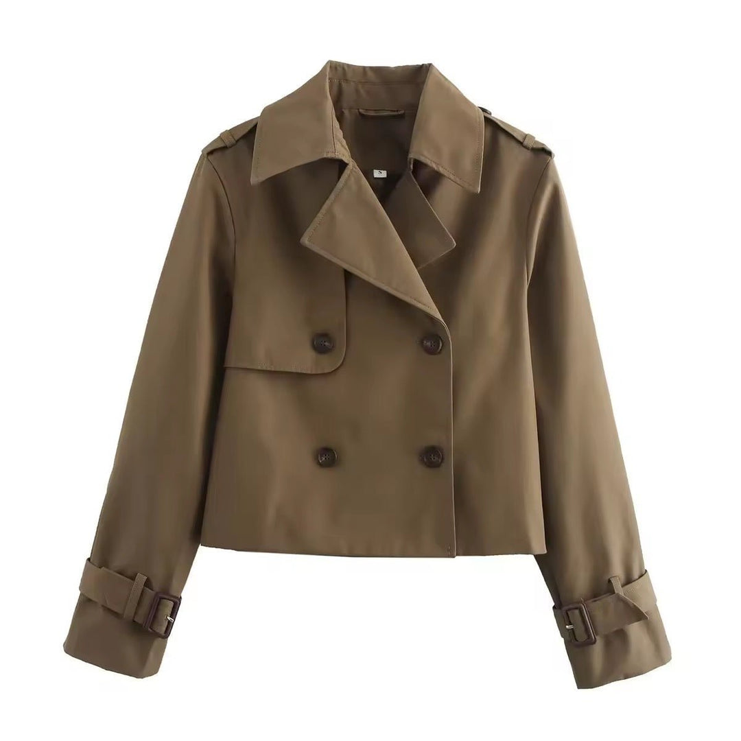Isabelle | Elegant Double-Breasted Cropped Trench Coat