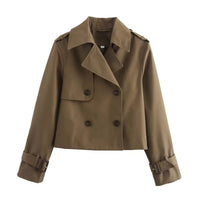 Isabelle | Elegant Double-Breasted Cropped Trench Coat