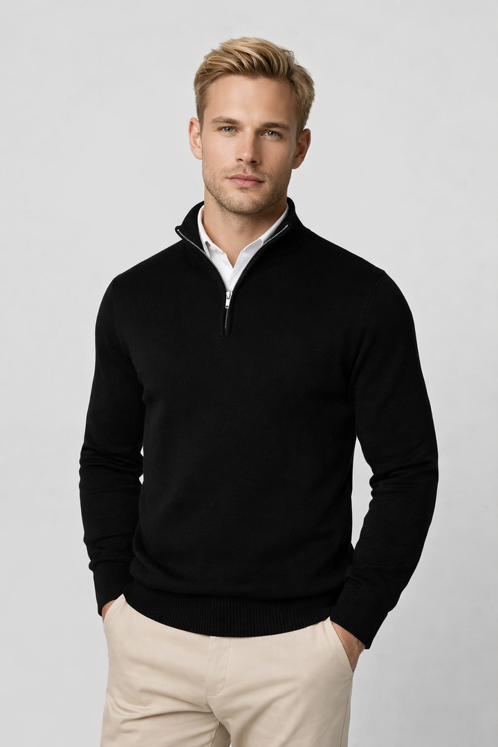 Nathan | Classic Half Zip High Neck Sweater