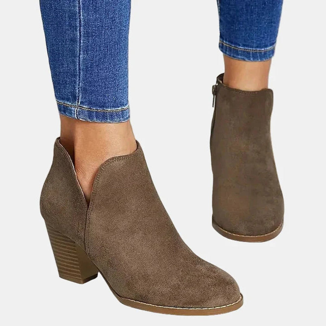Aurora | Elegant Suede Block Heel Ankle Boots