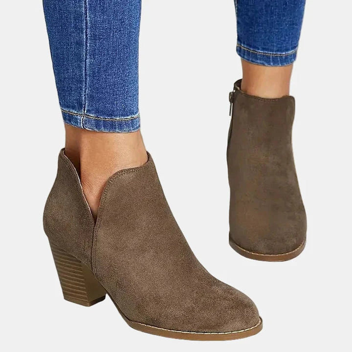 Aurora | Elegant Suede Block Heel Ankle Boots