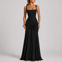 Victoria | Robe longue tendance froncée à col carré pour mariage d’automne
