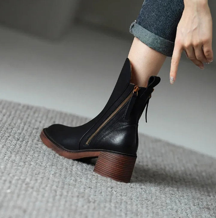 Victoria | Sleek Block-Heel Ankle Boots