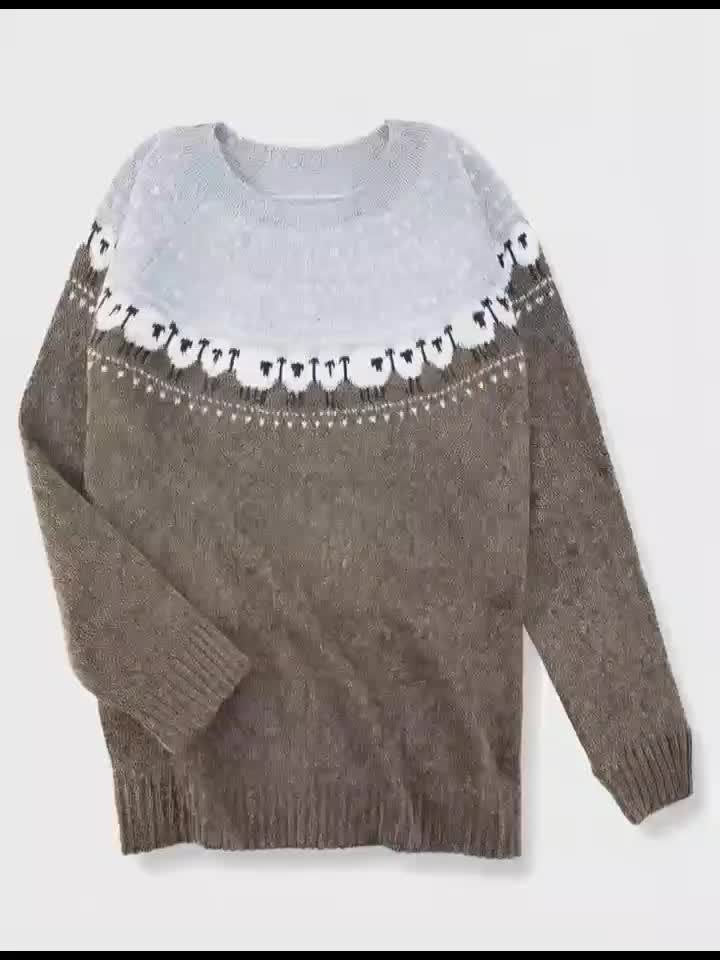 Jovian | Chunky Knit Sweater with Sheep Jacquard Design