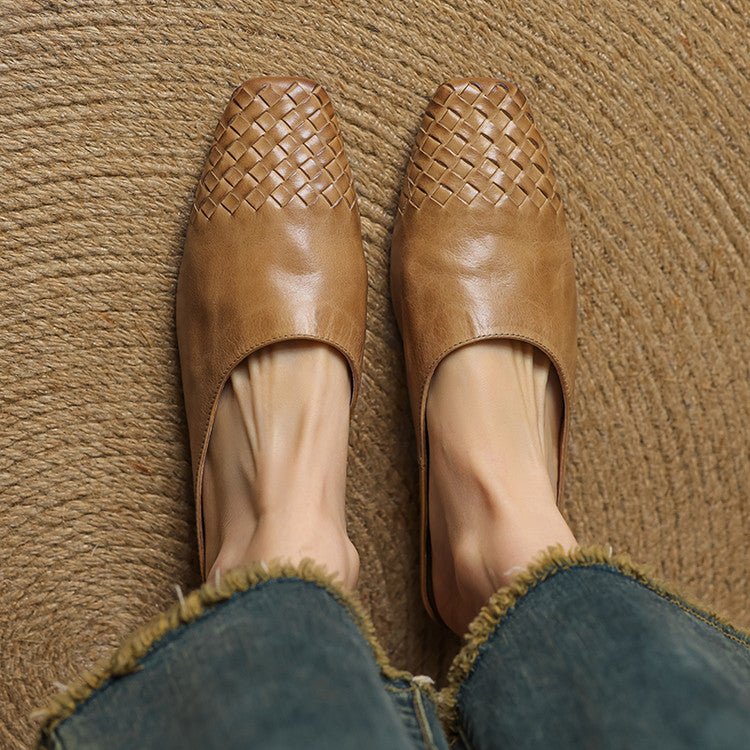 Andrea | Luxurious Leather Woven Slip-On Mules