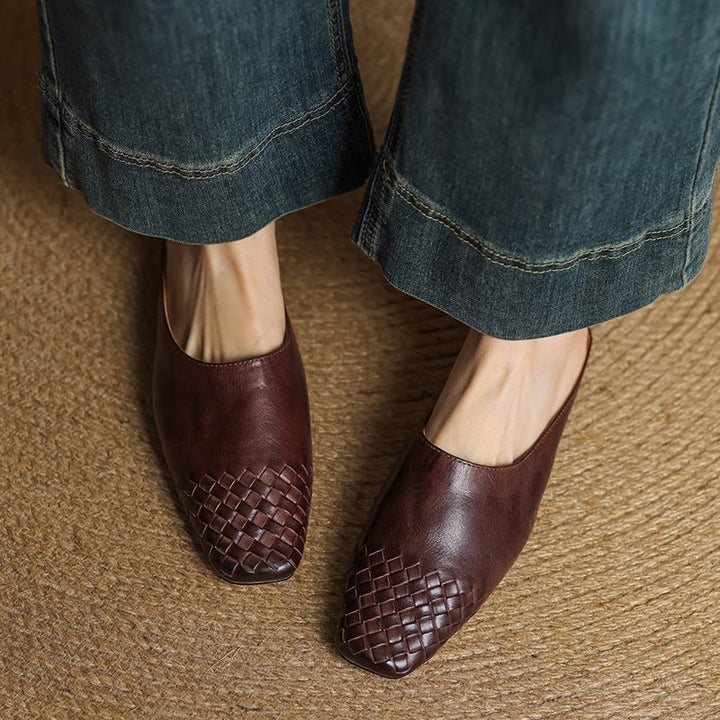 Andrea | Luxurious Leather Woven Slip-On Mules