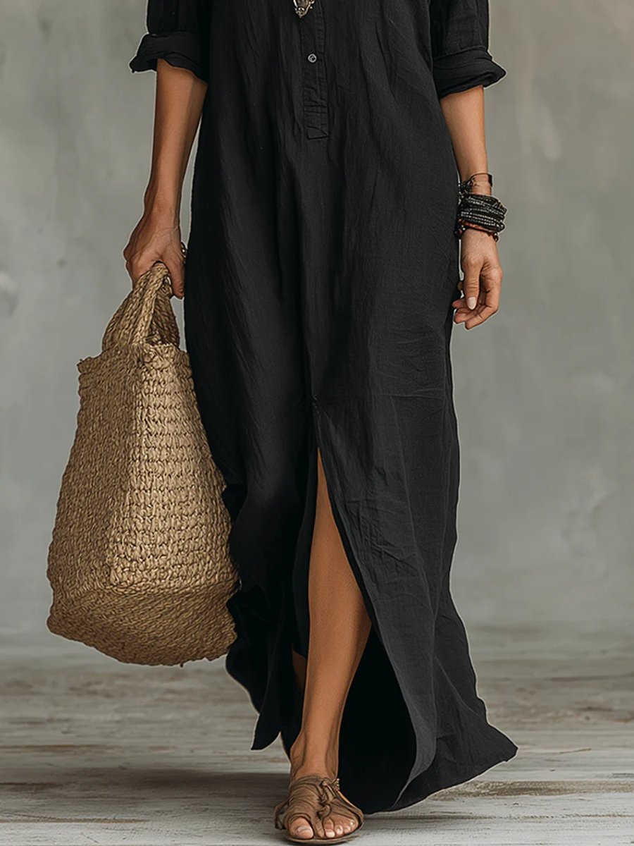Hannah | Versatile Long-Sleeved Dress with Flowing Maxi Shirt Silhouette