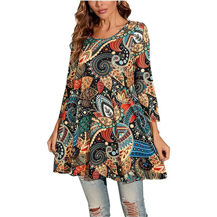Lydia | Artistic Mandala Print A-Line Tunic Top