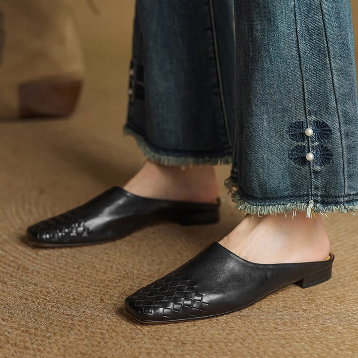 Andrea | Luxurious Leather Woven Slip-On Mules