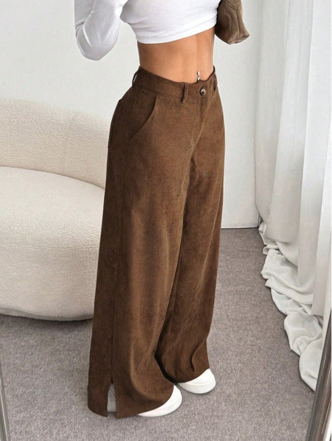 Clara | Elegant High-Waist Wide Leg Slit Pants