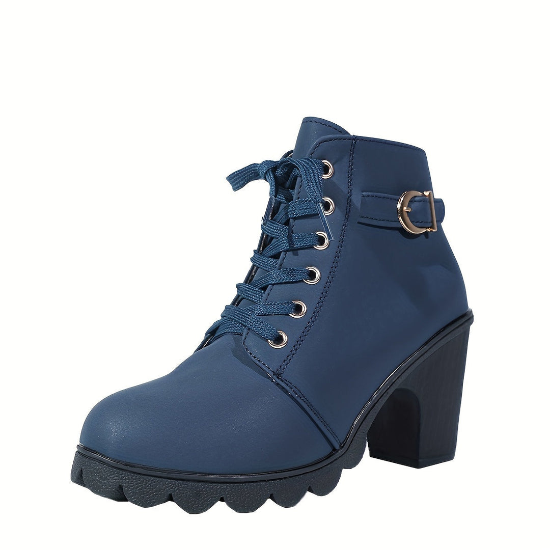 Vera | Stylish Lace-Up Block Heel Ankle Boots