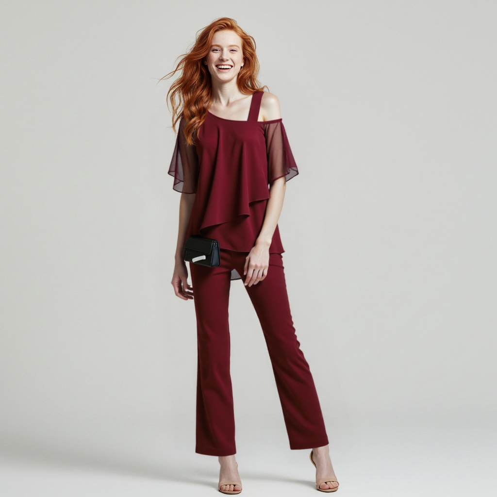 Clara | Elegant And Glamorous Cold Shoulder Two Piece Set