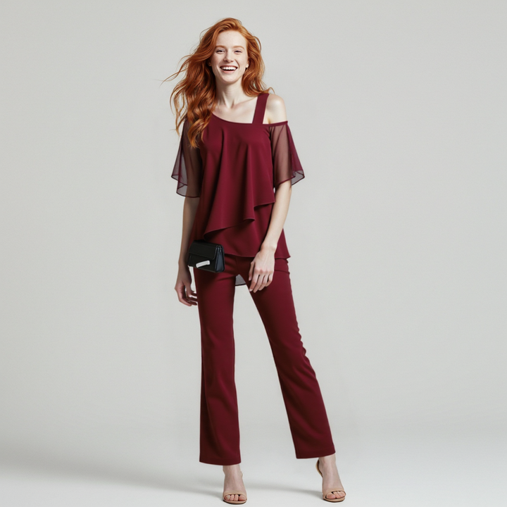 Clara | Elegant And Glamorous Cold Shoulder Two Piece Set