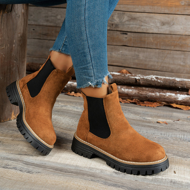 Megan | Stylish Chelsea Platform Ankle Boots With Lug Soles