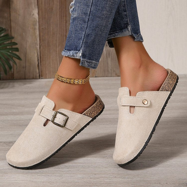 Harper | Elegant And Comfortable Suede Buckle Slip-On Mules