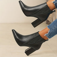 Marina | Stylish Pointed Toe Block Heel Ankle Boots
