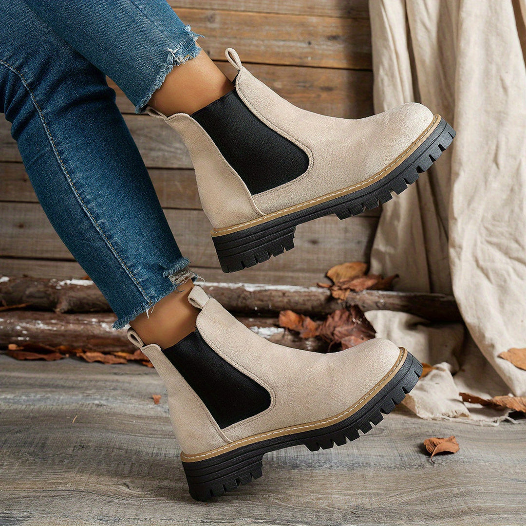 Megan | Stylish Chelsea Platform Ankle Boots With Lug Soles