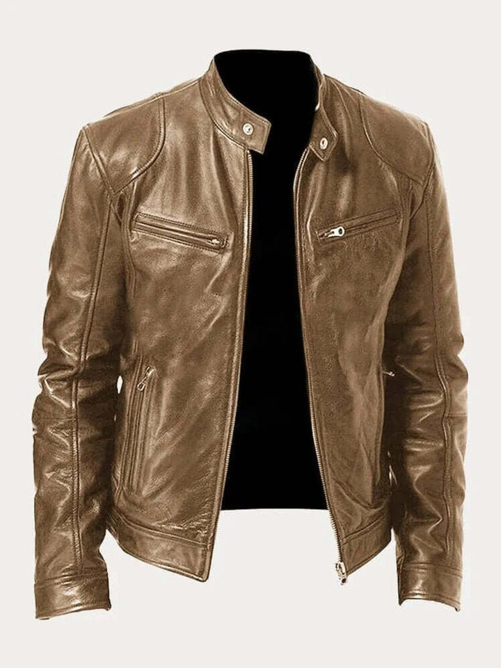 Maverick | Men's Classic Biker Jacket – Real Leather with Stand Collar