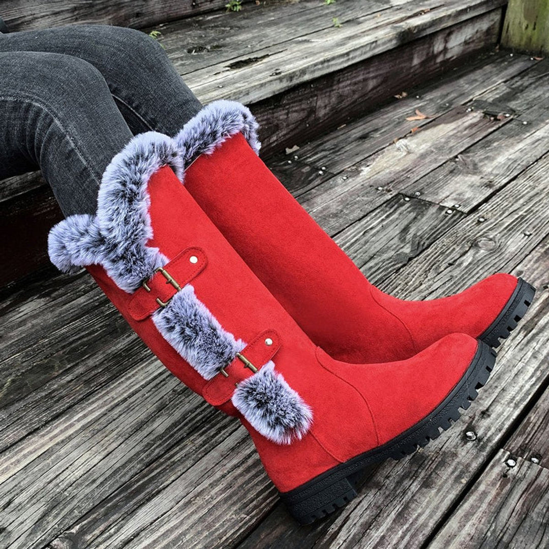 Nadine | Cozy Faux-Suede Fur-Trim Knee High Boots