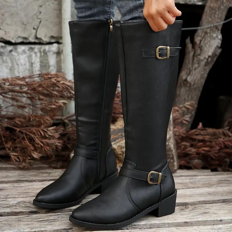 Diana | Double Buckle Accent Knee High Boots