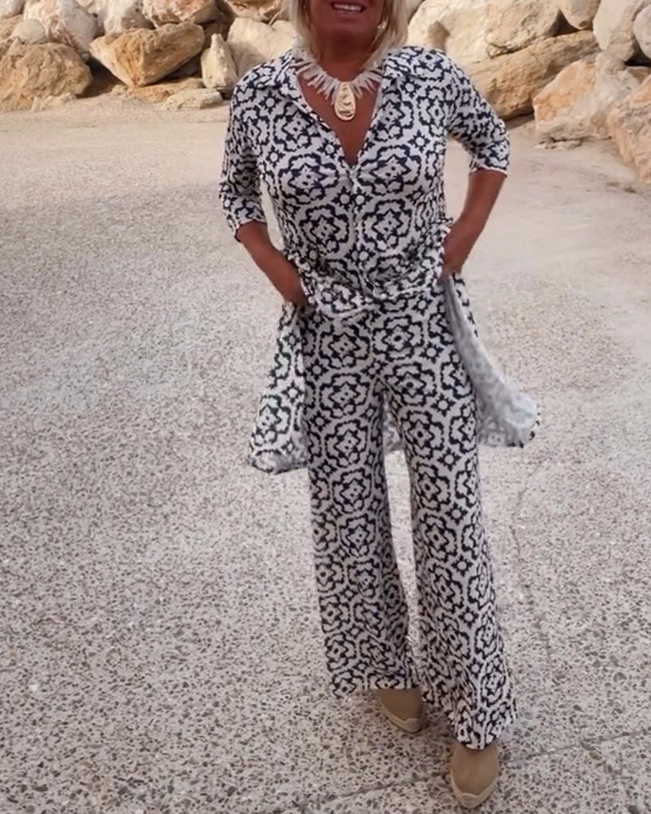 Stella | Stylish Printed Tunic And Wide-Leg Pants Set