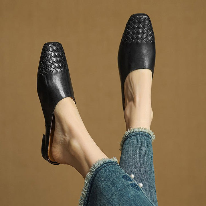 Andrea | Luxurious Leather Woven Slip-On Mules