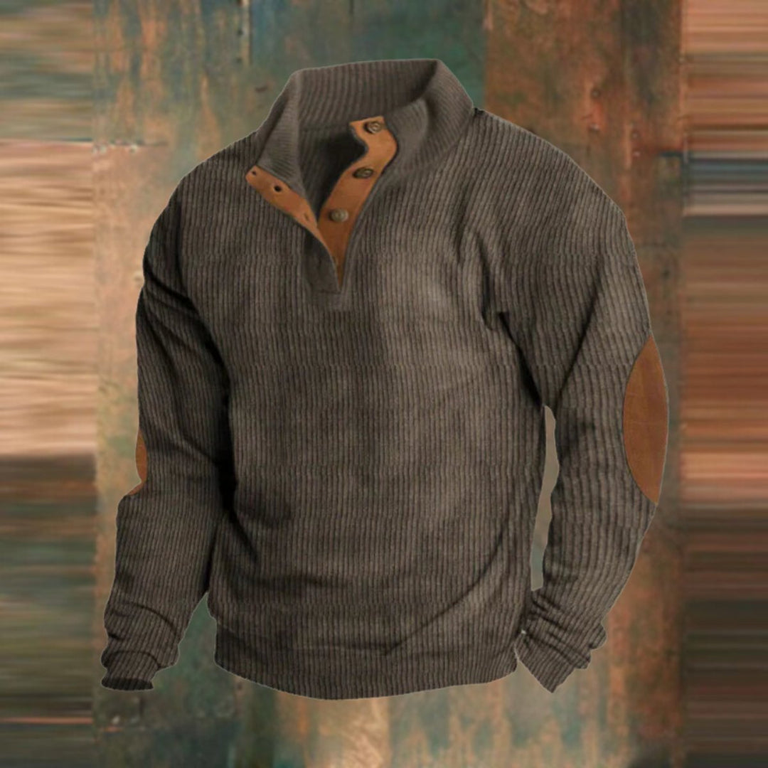 Maverick | Retro Ribbed Pullover with Button Collar