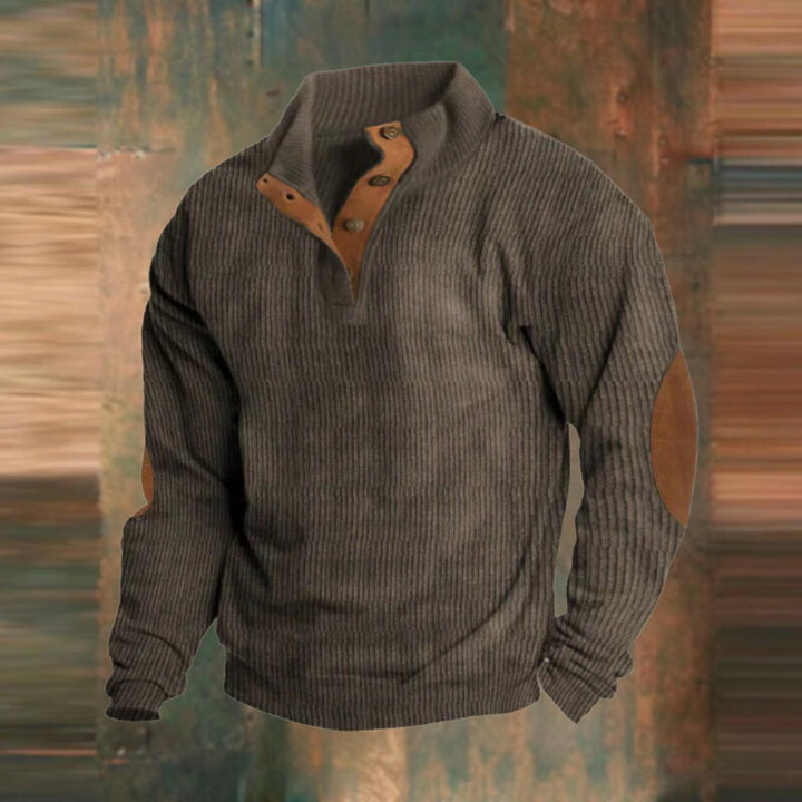Maverick | Retro Ribbed Pullover with Button Collar