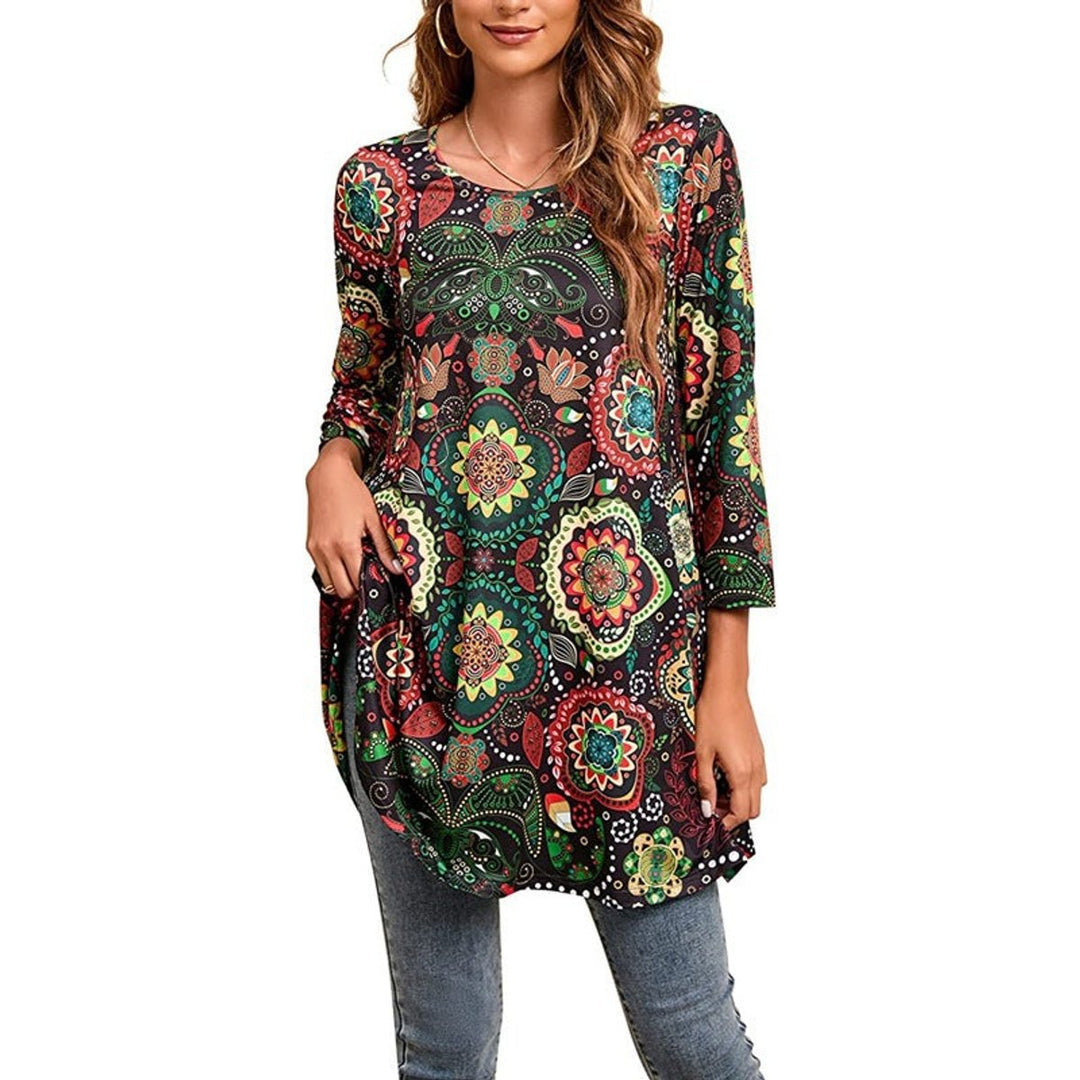 Lydia | Artistic Mandala Print A-Line Tunic Top