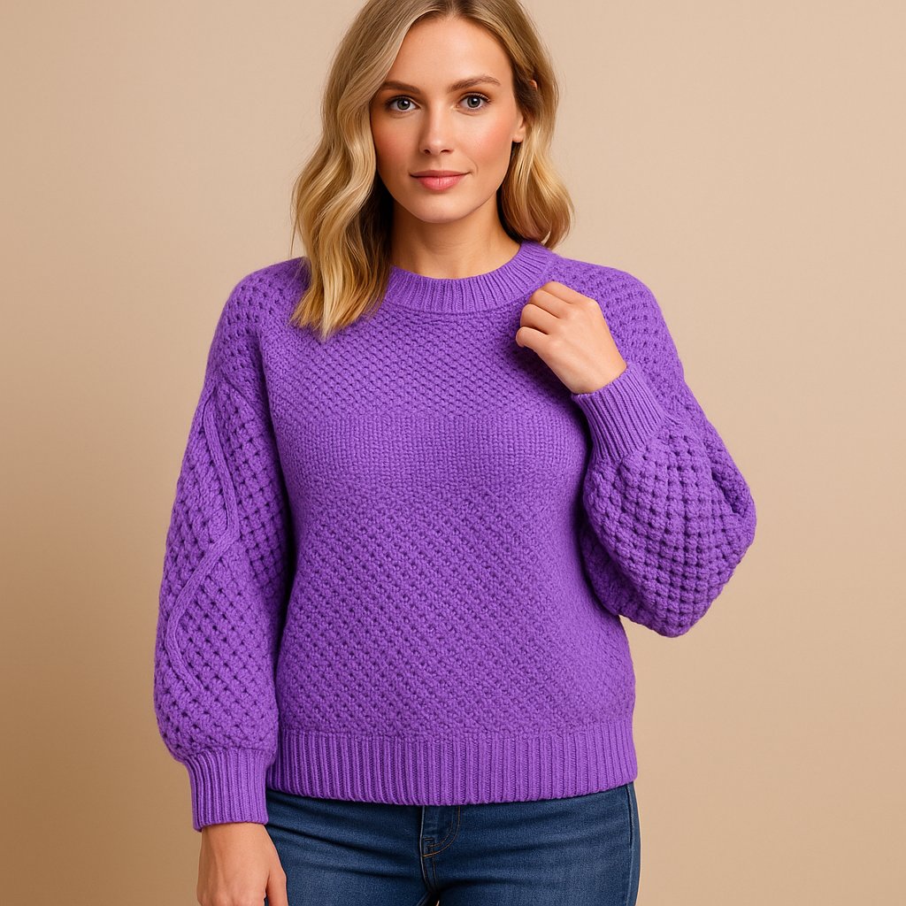 Isabella | Relaxed Cable Knit Crew Neck Sweater