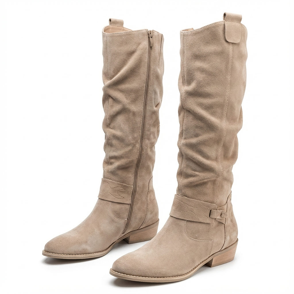 Laura | Stylish Ankle Strap Slouchy Knee High Boots