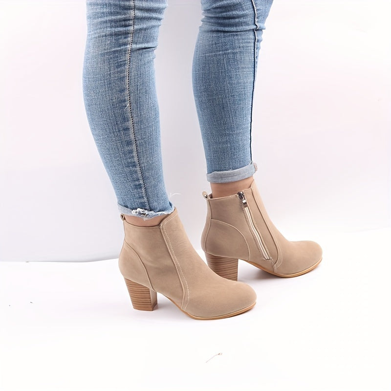 Kezia | Elegant Stacked Block-Heel Ankle Boots