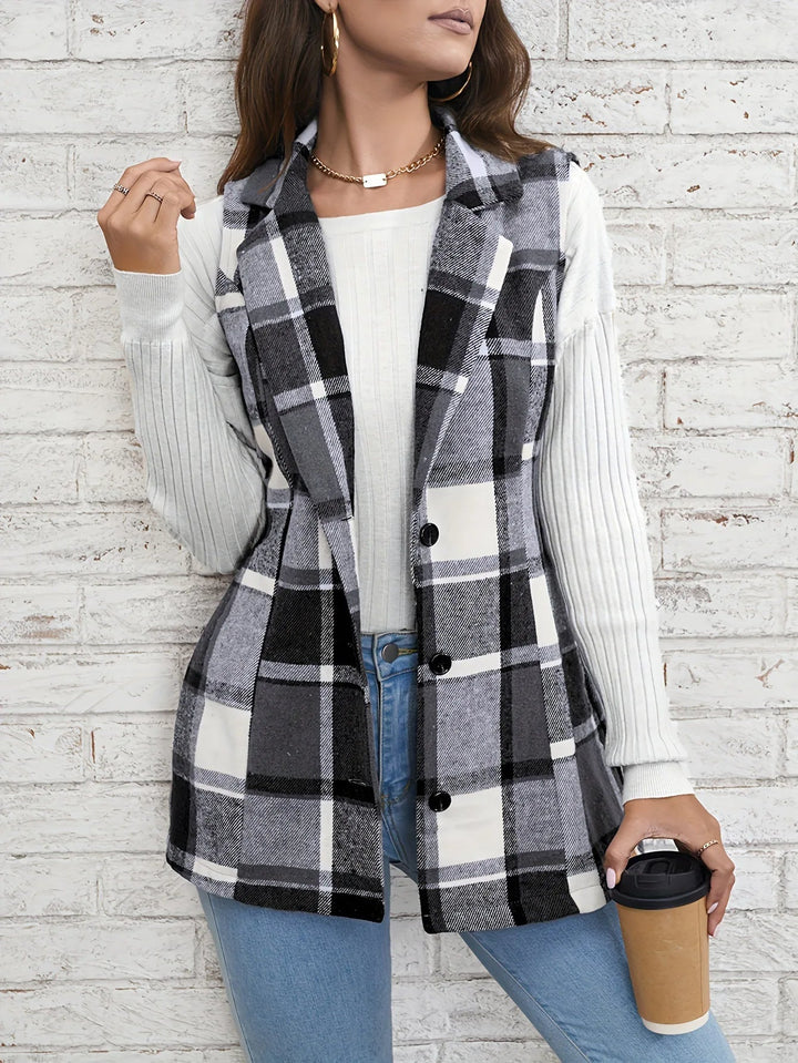 Victoria | Sophisticated And Cozy Plaid Longline Vest