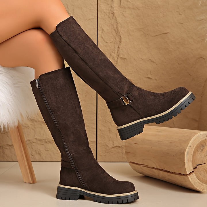Sable | Comfortable Low Block Heel Knee High Boots