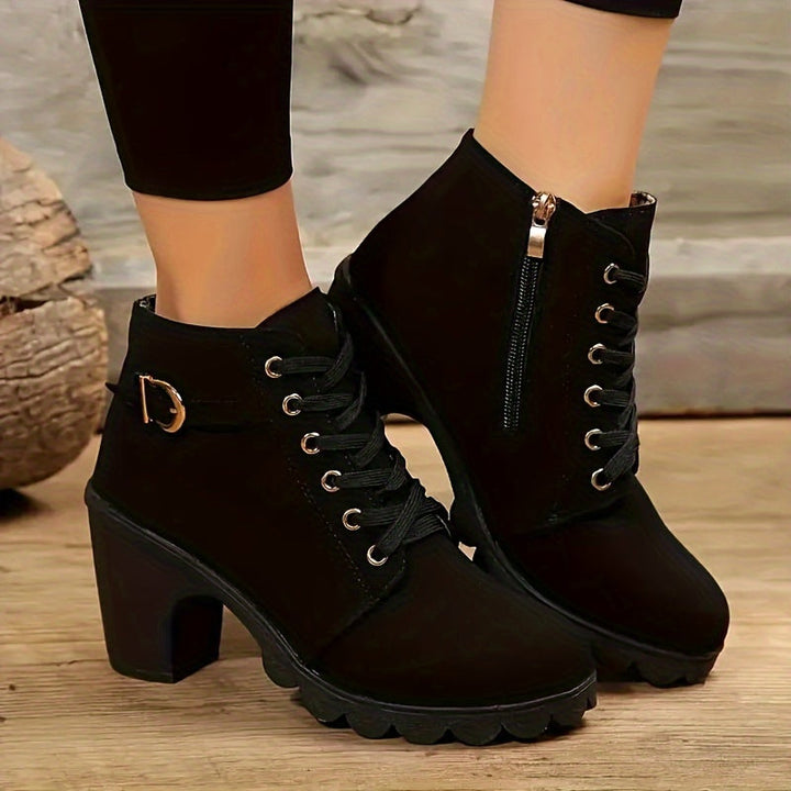 Vera | Stylish Lace-Up Block Heel Ankle Boots