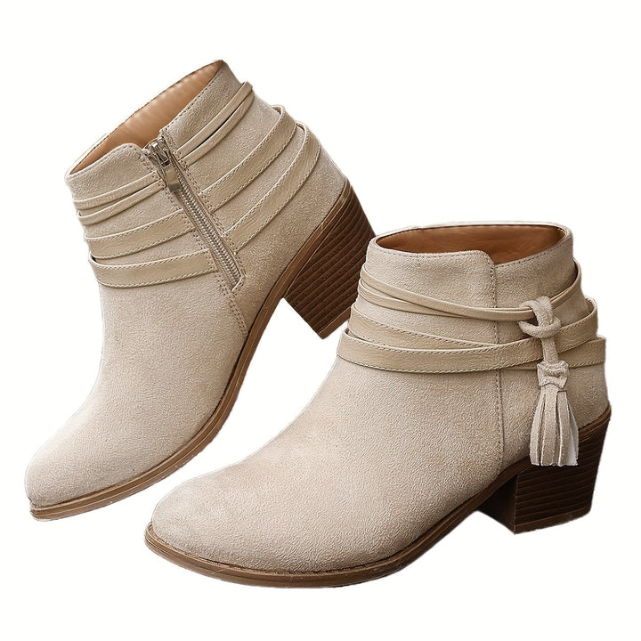 Sophie | Refined Tassel Ankle Boots With A Comfortable Block Heel