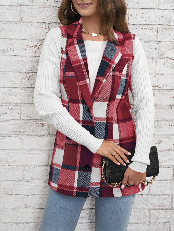 Victoria | Sophisticated And Cozy Plaid Longline Vest