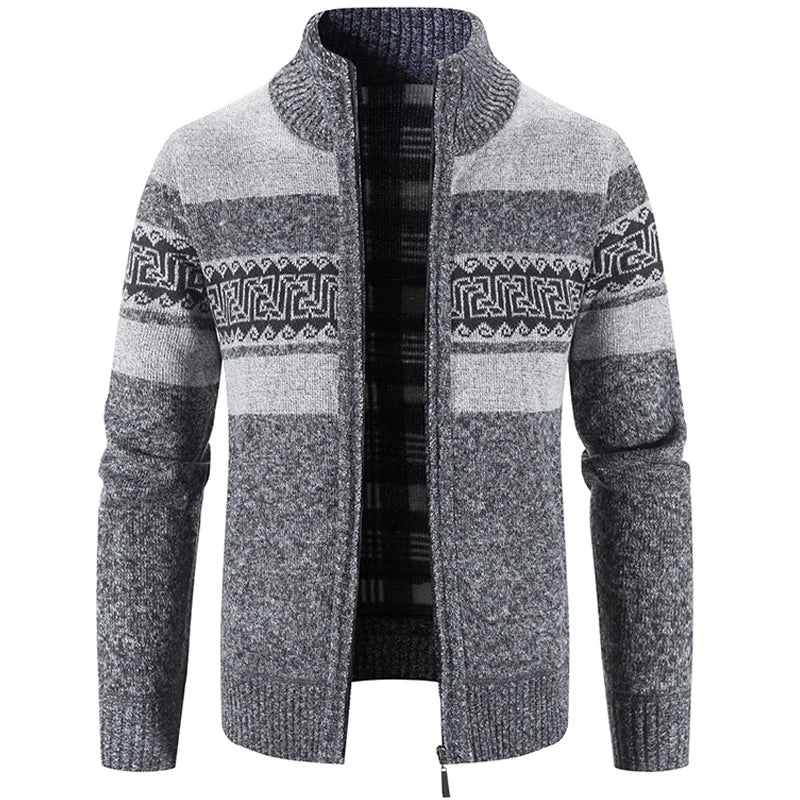 Ethan | Warm And Refined Stand Collar Knit Sweater Jacket