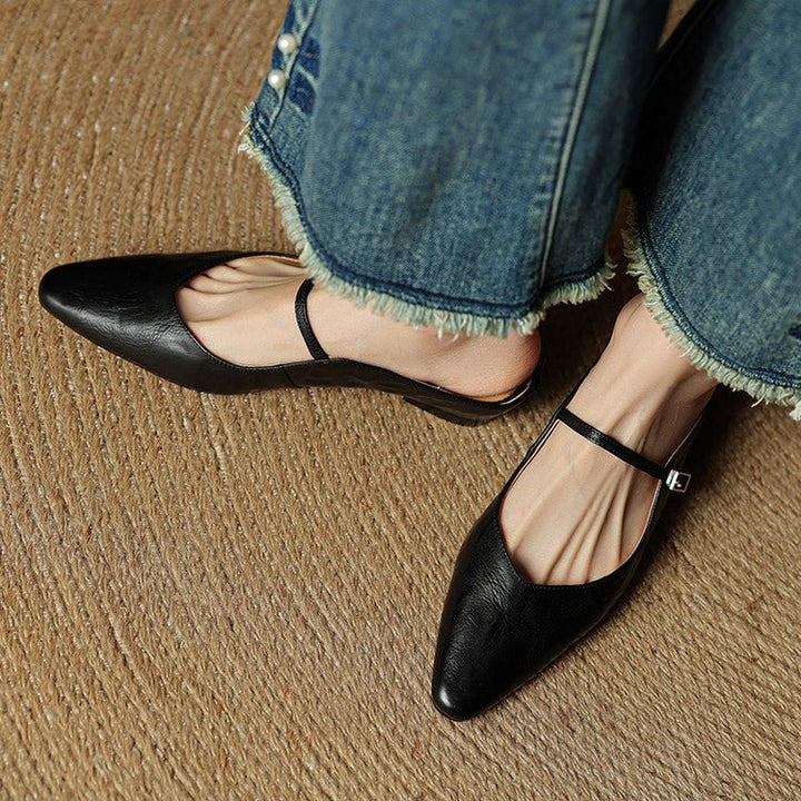 Grace | Elegant Pointed-Toe Leather Mary Jane Mules