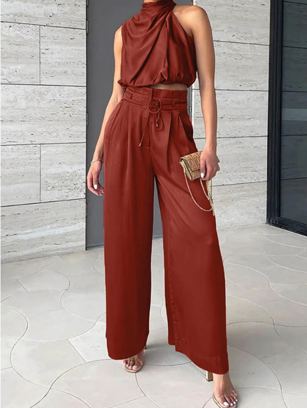 Carmela | Refined Sleeveless Tailored Two Piece Set