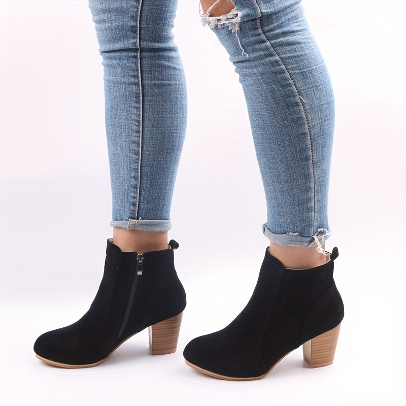 Kezia | Elegant Stacked Block-Heel Ankle Boots