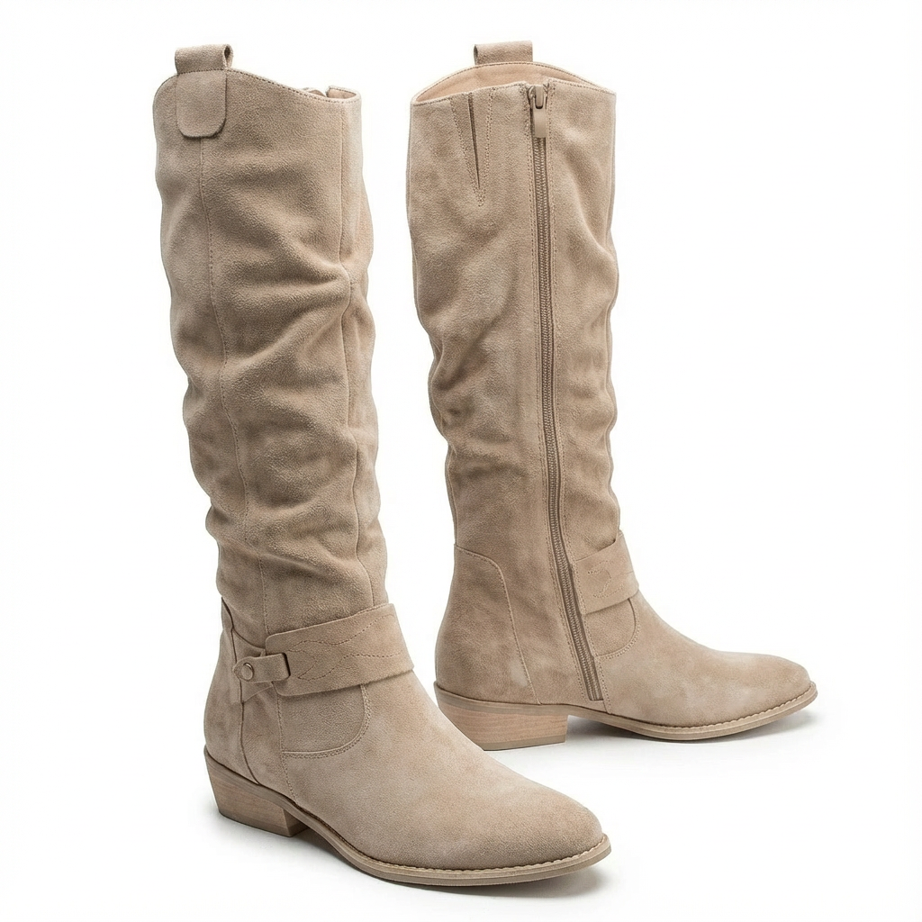 Laura | Stylish Ankle Strap Slouchy Knee High Boots