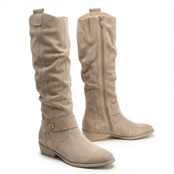 Laura | Stylish Ankle Strap Slouchy Knee High Boots