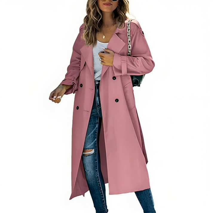 Celeste | Classic Double-Breasted Trench Coat For Effortless Elegance
