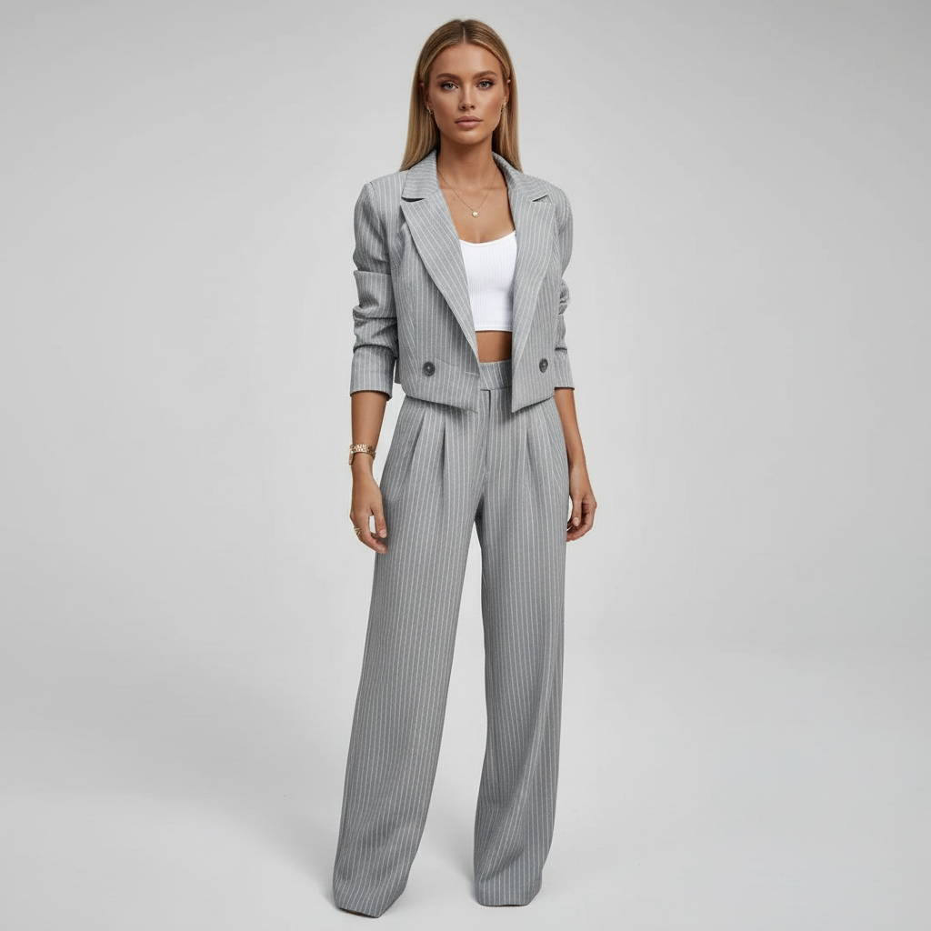 Isabella | Elegant And Sophisticated Striped Blazer Set For Women
