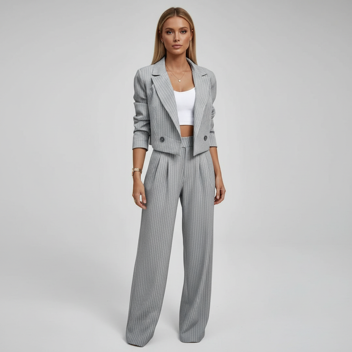 Isabella | Elegant And Sophisticated Striped Blazer Set For Women